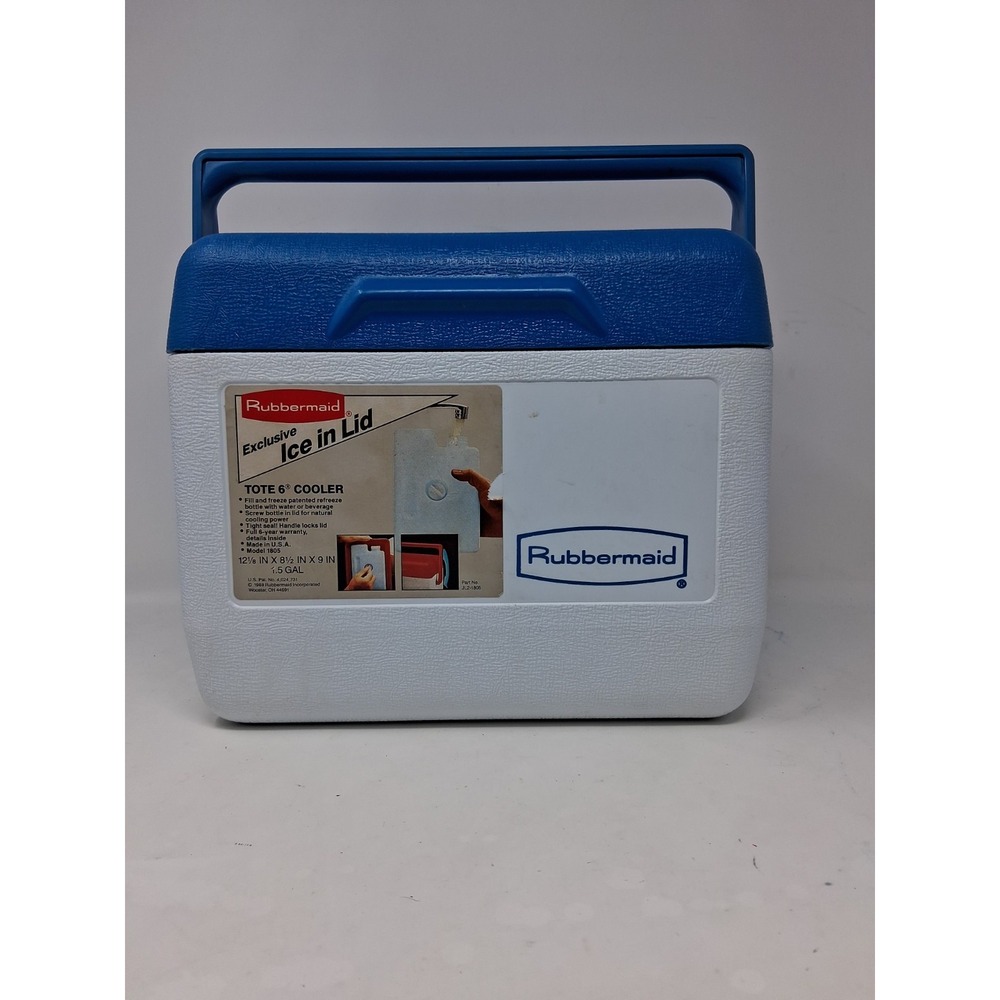 Vintage Rubbermaid/GOTT Tote 6 Lunch Box/Cooler #1806 Blue Lid NO REFREEZE PACK
